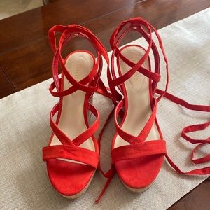 Guess ankle tie wedge sandals.